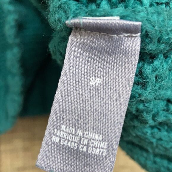 Aerie emerald green cropped cabled cotton blend boxy sweater - Picture 4 of 7